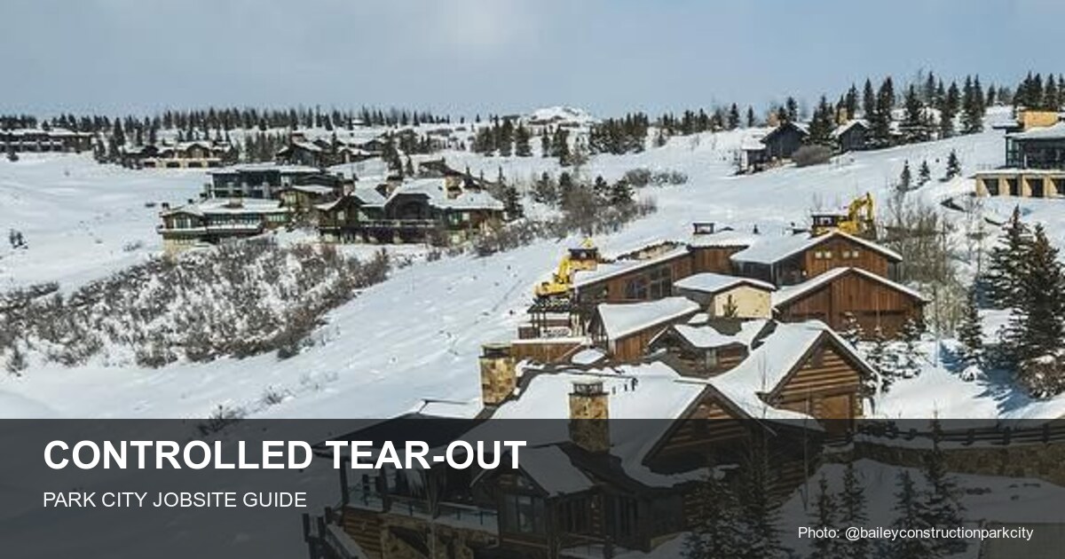 Concrete foundation work at a snow-covered Park City construction site